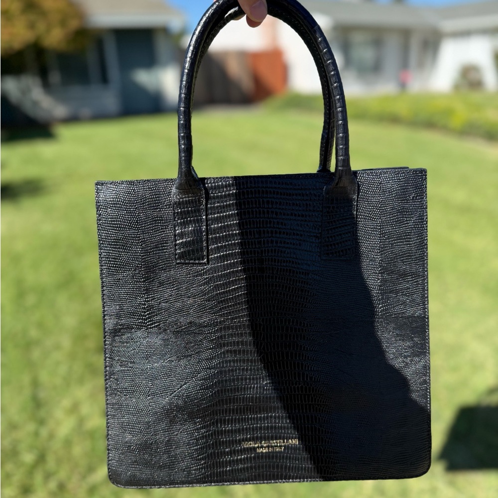 Luxurious Black Embossed Leather Tote